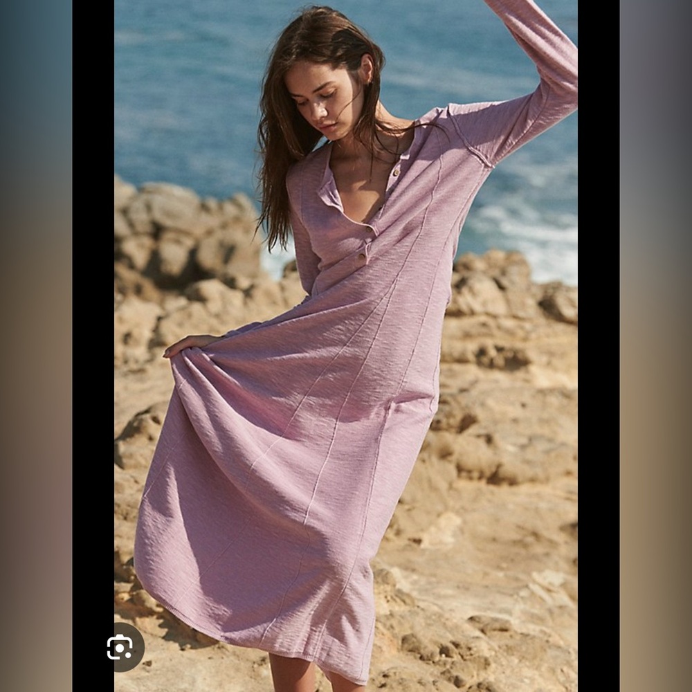 Free People Beach Henley lilac knit El Topo dress size M